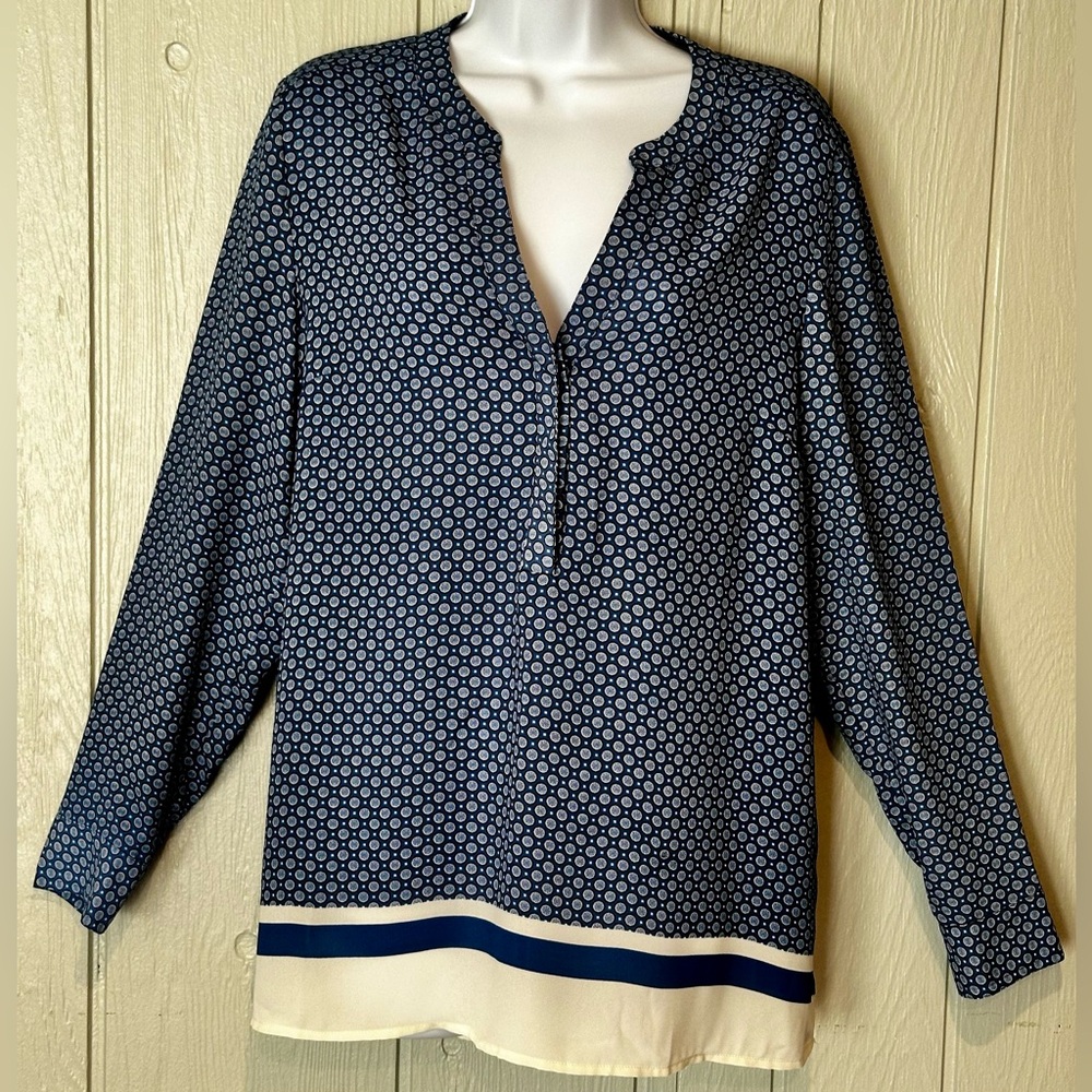 Rose & Olive Blue & Cream Blouse - FINAL PRICE